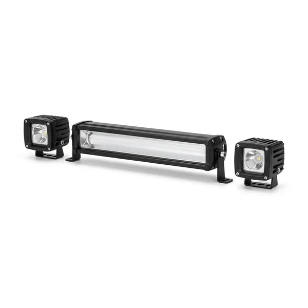 Black LED light bar with a pair of square LED pod lights